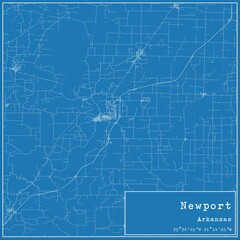 Blueprint US city map of Newport, Arkansas.
