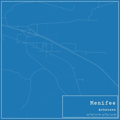 Blueprint US city map of Menifee, Arkansas.