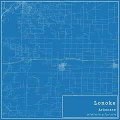 Fototapeta premium Blueprint US city map of Lonoke, Arkansas.