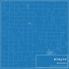 Blueprint US city map of Almyra, Arkansas.