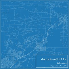 Blueprint US city map of Jacksonville, Arkansas.