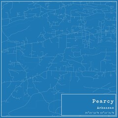 Blueprint US city map of Pearcy, Arkansas.