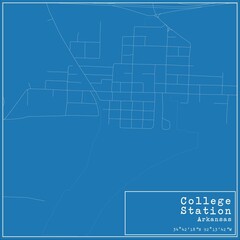 Blueprint US city map of College Station, Arkansas.