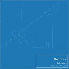 Blueprint US city map of Garner, Arkansas.