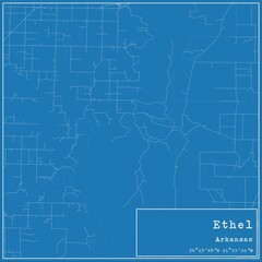 Blueprint US city map of Ethel, Arkansas.