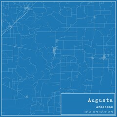 Fototapeta premium Blueprint US city map of Augusta, Arkansas.