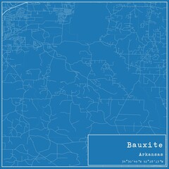 Blueprint US city map of Bauxite, Arkansas.