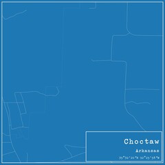 Blueprint US city map of Choctaw, Arkansas.