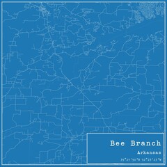 Blueprint US city map of Bee Branch, Arkansas.