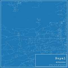 Blueprint US city map of Royal, Arkansas.