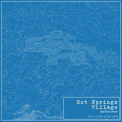 Blueprint US city map of Hot Springs Village, Arkansas.