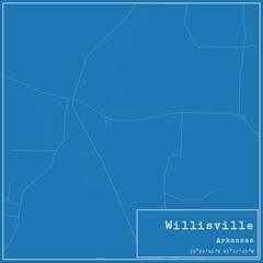 Blueprint US city map of Willisville, Arkansas.