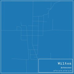 Blueprint US city map of Wilton, Arkansas.