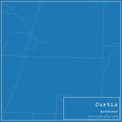 Blueprint US city map of Curtis, Arkansas.