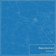 Blueprint US city map of Smackover, Arkansas.