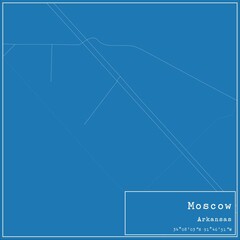 Blueprint US city map of Moscow, Arkansas.