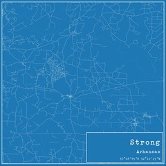 Blueprint US city map of Strong, Arkansas.