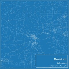 Blueprint US city map of Camden, Arkansas.