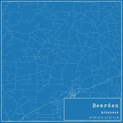 Blueprint US city map of Bearden, Arkansas.