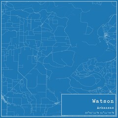 Blueprint US city map of Watson, Arkansas.
