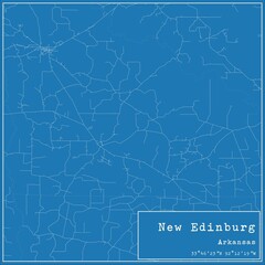 Blueprint US city map of New Edinburg, Arkansas.