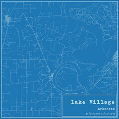 Blueprint US city map of Lake Village, Arkansas.