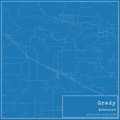 Blueprint US city map of Grady, Arkansas.