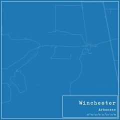 Blueprint US city map of Winchester, Arkansas.