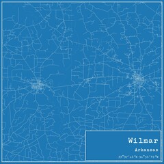 Blueprint US city map of Wilmar, Arkansas.