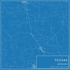 Blueprint US city map of Tillar, Arkansas.