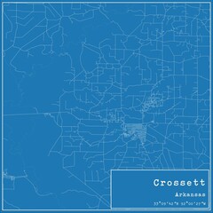 Blueprint US city map of Crossett, Arkansas.