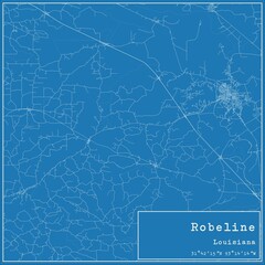 Blueprint US city map of Robeline, Louisiana.