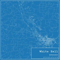Blueprint US city map of White Hall, Arkansas.