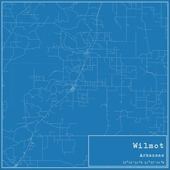 Blueprint US city map of Wilmot, Arkansas.