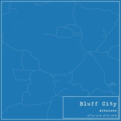 Fototapeta premium Blueprint US city map of Bluff City, Arkansas.