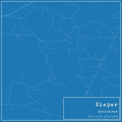 Blueprint US city map of Sieper, Louisiana.
