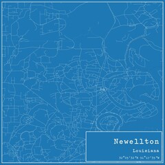 Blueprint US city map of Newellton, Louisiana.