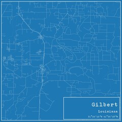 Blueprint US city map of Gilbert, Louisiana.