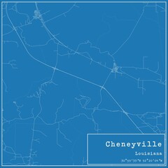 Blueprint US city map of Cheneyville, Louisiana.