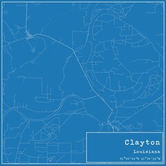 Blueprint US city map of Clayton, Louisiana.