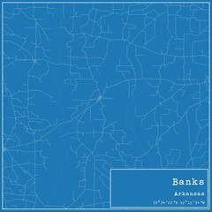 Blueprint US city map of Banks, Arkansas.