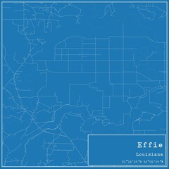 Blueprint US city map of Effie, Louisiana.