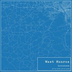 Blueprint US city map of West Monroe, Louisiana.