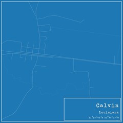 Blueprint US city map of Calvin, Louisiana.