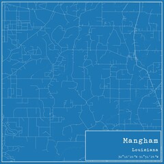 Blueprint US city map of Mangham, Louisiana.