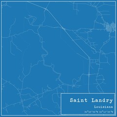 Blueprint US city map of Saint Landry, Louisiana.