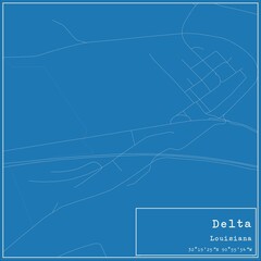 Blueprint US city map of Delta, Louisiana.