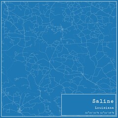 Blueprint US city map of Saline, Louisiana.
