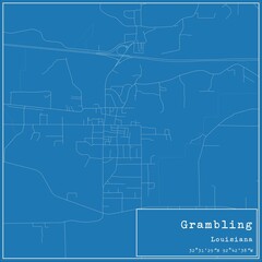 Blueprint US city map of Grambling, Louisiana.
