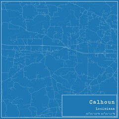 Blueprint US city map of Calhoun, Louisiana.